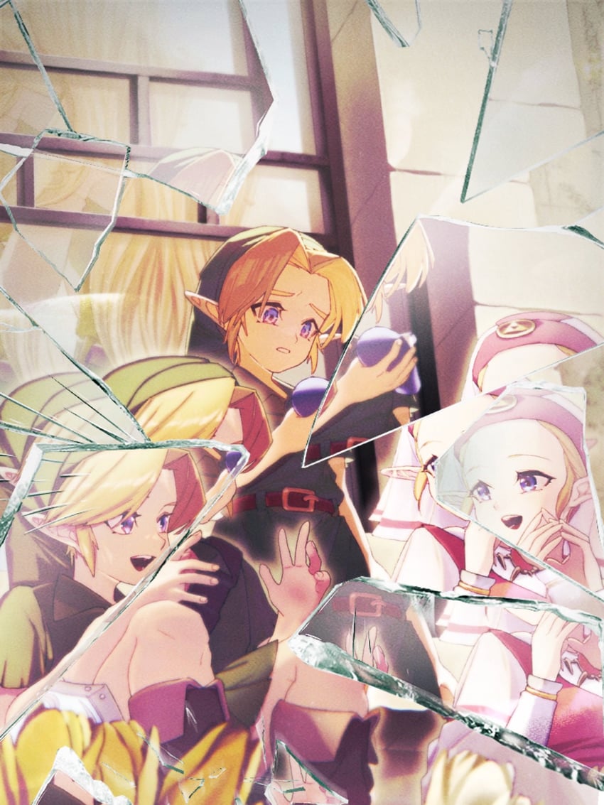 link, princess zelda, young link, and young zelda (the legend of zelda and 1 more) drawn by ao_haruki