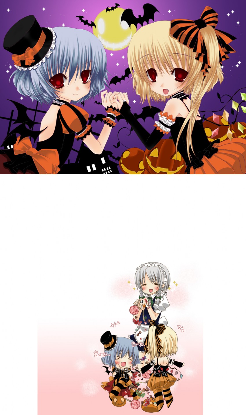 remilia scarlet, flandre scarlet, and izayoi sakuya (touhou) drawn by ichiru_(yuzu-an)