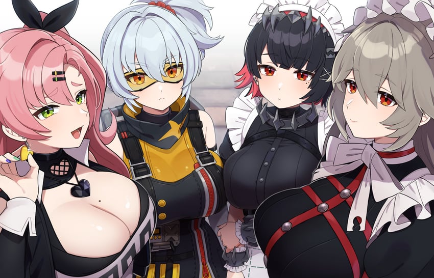 ellen joe, nicole demara, alexandrina sebastiane, and soldier 11 (zenless zone zero) drawn by kinakosuki