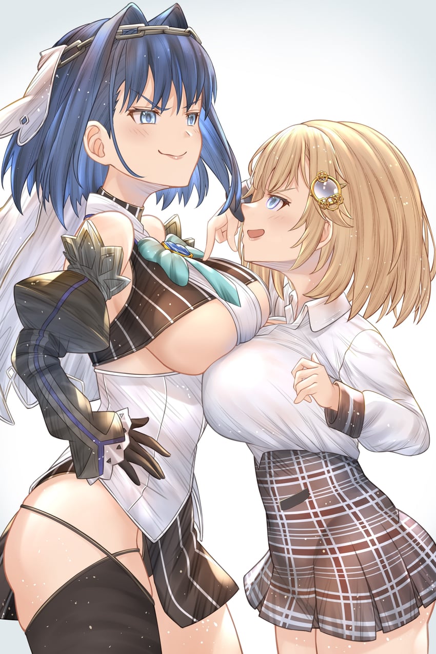 ouro kronii and watson amelia (hololive and 1 more) drawn by honkivampy