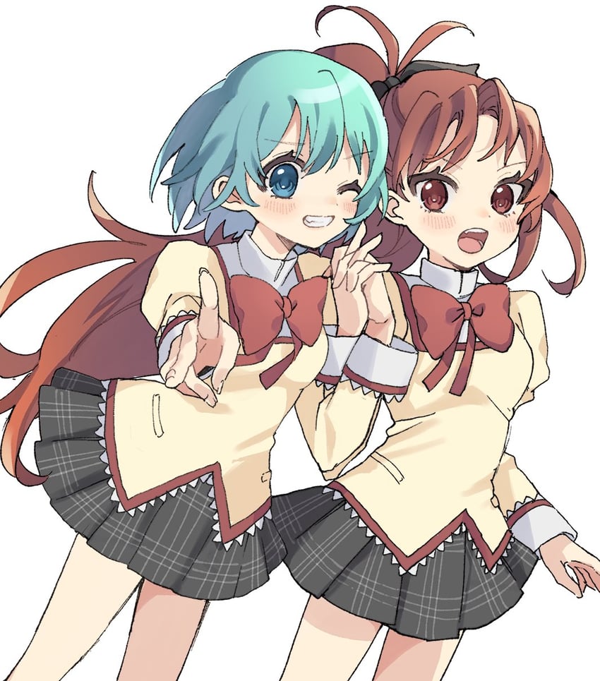 miki sayaka and sakura kyoko (mahou shoujo madoka magica) drawn by papuchi_(papri_pa)