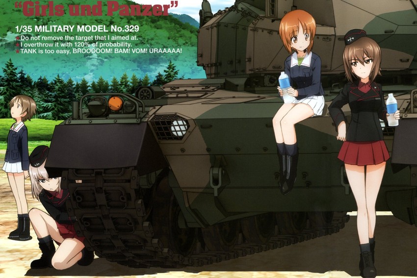 nishizumi miho, nishizumi maho, itsumi erika, and maruyama saki (girls und panzer) drawn by sugimoto_isao