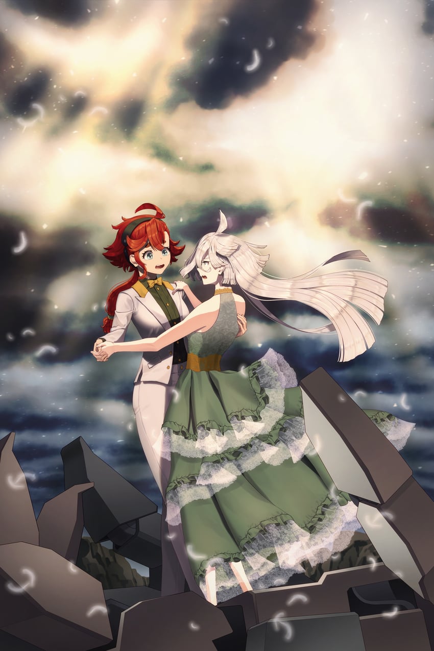 suletta mercury and miorine rembran (gundam and 1 more) drawn by kuangeun