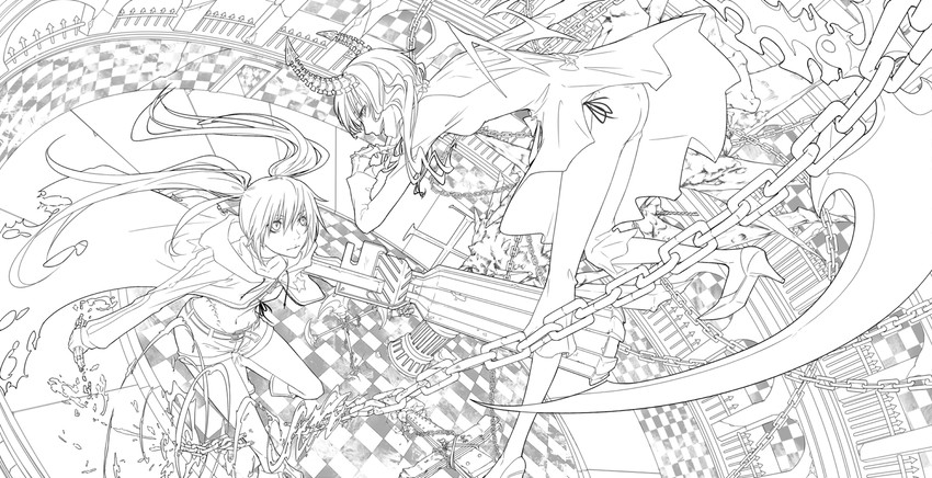 black rock shooter and dead master (black rock shooter) drawn by enseisong