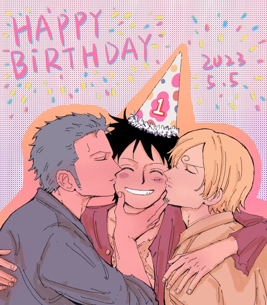 monkey d. luffy, roronoa zoro, and sanji (one piece) drawn by yongyipeng11