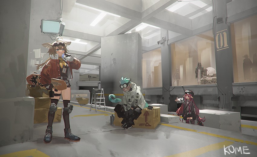 doctor, vigna, ethan, aciddrop, and lancet-2 (arknights) drawn by frischenq