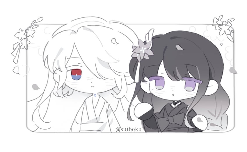 raiden shogun and orobashi (genshin impact) drawn by mojihuaran