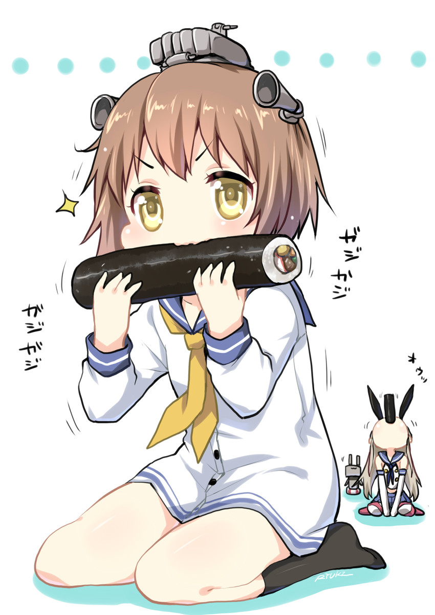 shimakaze, yukikaze, and rensouhou-chan (kantai collection) drawn by ryuki_(ryukisukune)