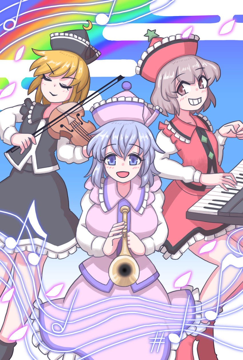 lunasa prismriver, merlin prismriver, and lyrica prismriver (touhou) drawn by temu