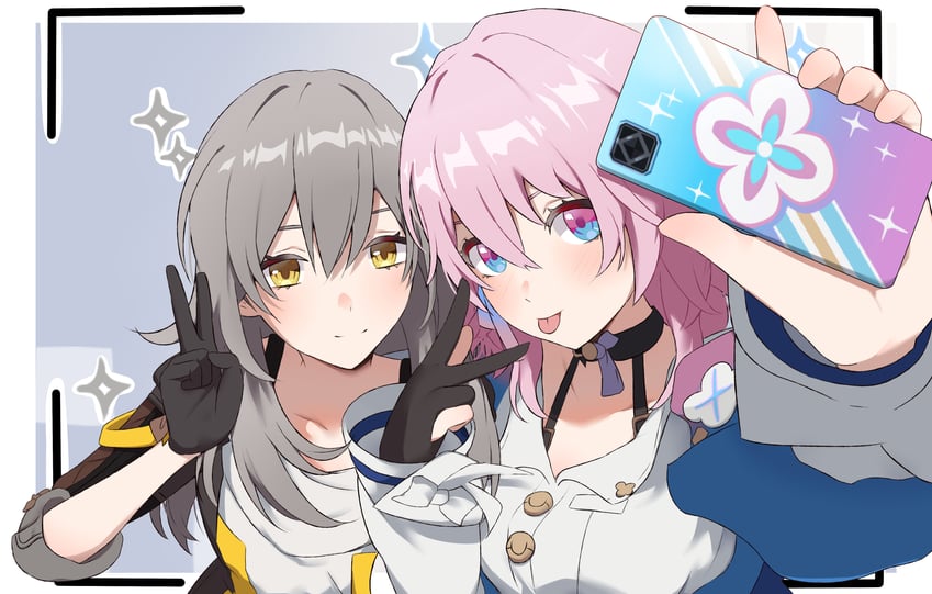 trailblazer, stelle, and march 7th (honkai and 1 more) drawn by 7neet