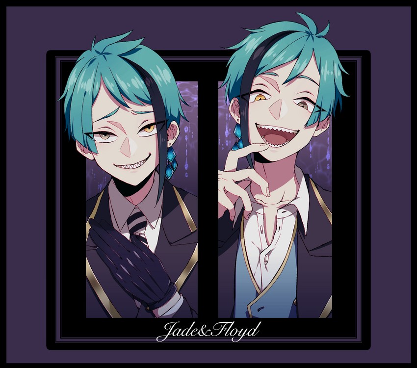 floyd leech and jade leech (twisted wonderland) drawn by kazuse616