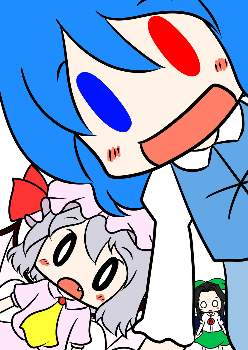 remilia scarlet, reiuji utsuho, and tatara kogasa (touhou) drawn by tomioku_yuusaku