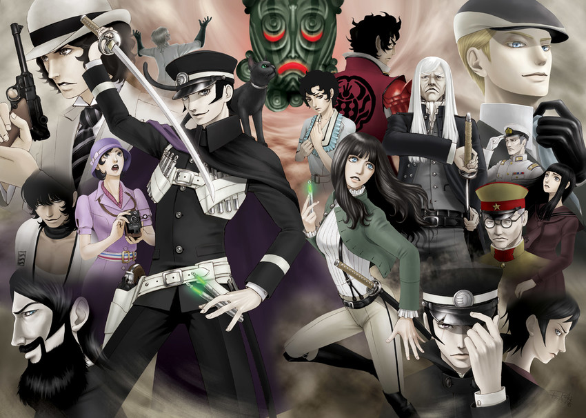 kuzunoha raidou, gouto, lucifer, narumi shouhei, louis cypher, and 12 more (shin megami tensei and 2 more) drawn by koyomi_(kagreki)