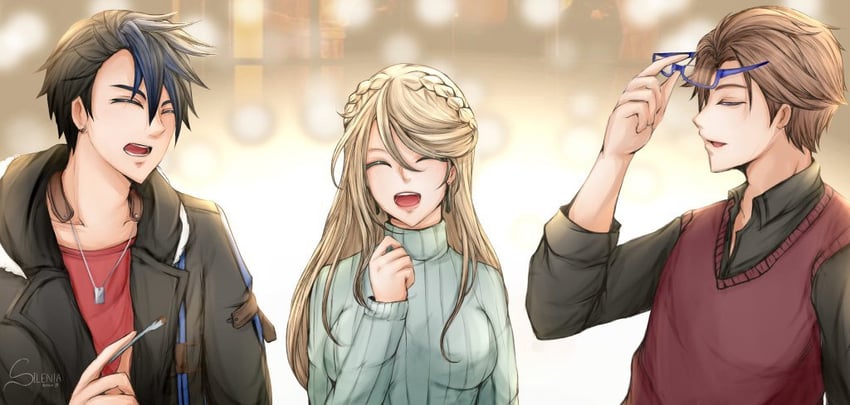 van arkride, elaine auclair, and rene kincaid (eiyuu densetsu and 1 more) drawn by silenia