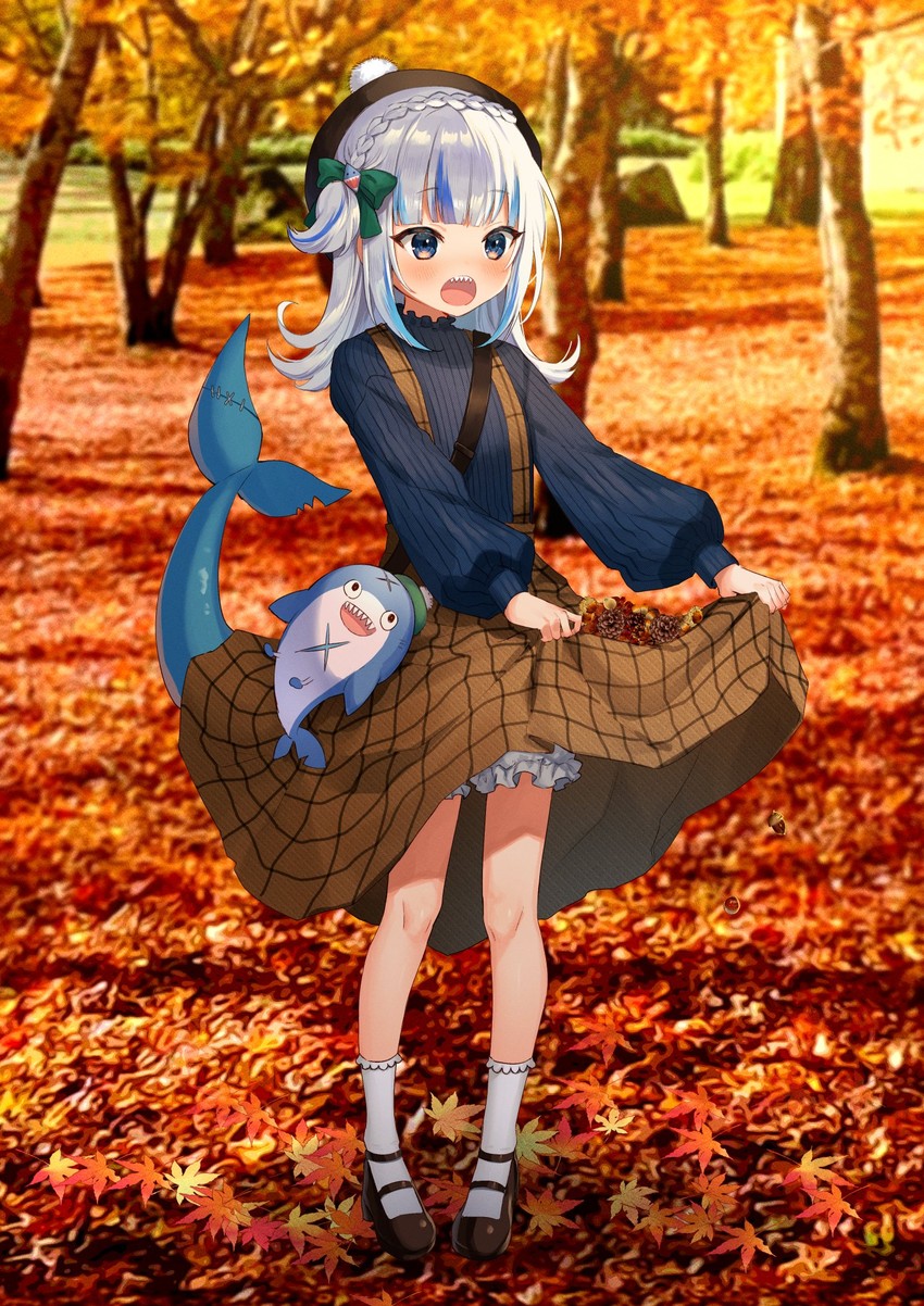 gawr gura and bloop (hololive and 1 more) drawn by kura_noi