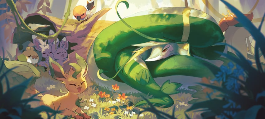 leafeon, serperior, lilligant, minccino, fletchling, and 1 more (pokemon) drawn by nayuki0219811