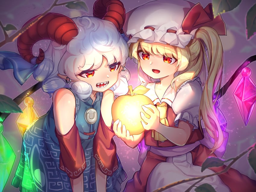 flandre scarlet and toutetsu yuuma (touhou and 1 more) drawn by wankosoba_(wanwan_soba)