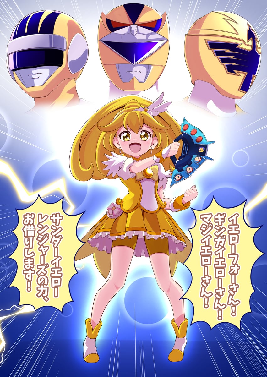 kise yayoi, cure peace, magiyellow, yellow four, and ginga yellow (precure and 7 more) drawn by tirofinire