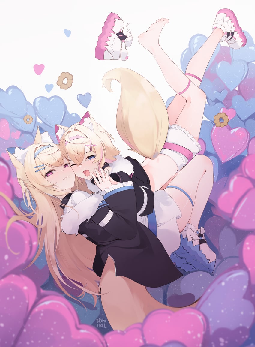 fuwawa abyssgard and mococo abyssgard (hololive and 1 more) drawn by namiorii