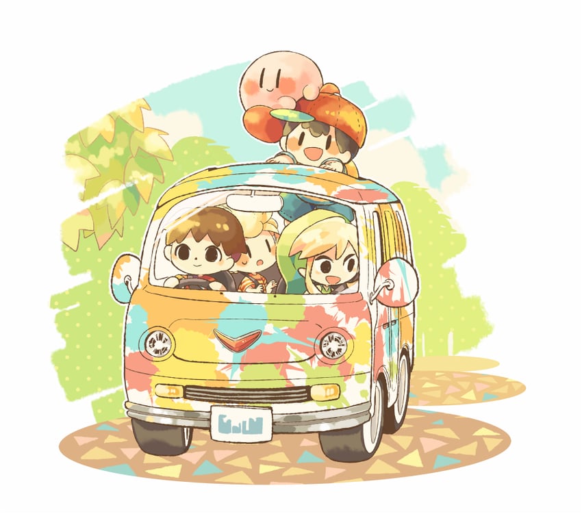 link, kirby, toon link, ness, lucas, and 1 more (the legend of zelda and 7 more) drawn by hitofutarai