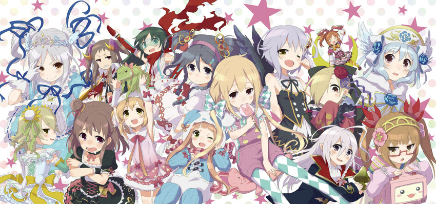 shirasaka koume, kanzaki ranko, futaba anzu, koshimizu sachiko, morikubo nono, and 11 more (idolmaster and 1 more) drawn by kingin