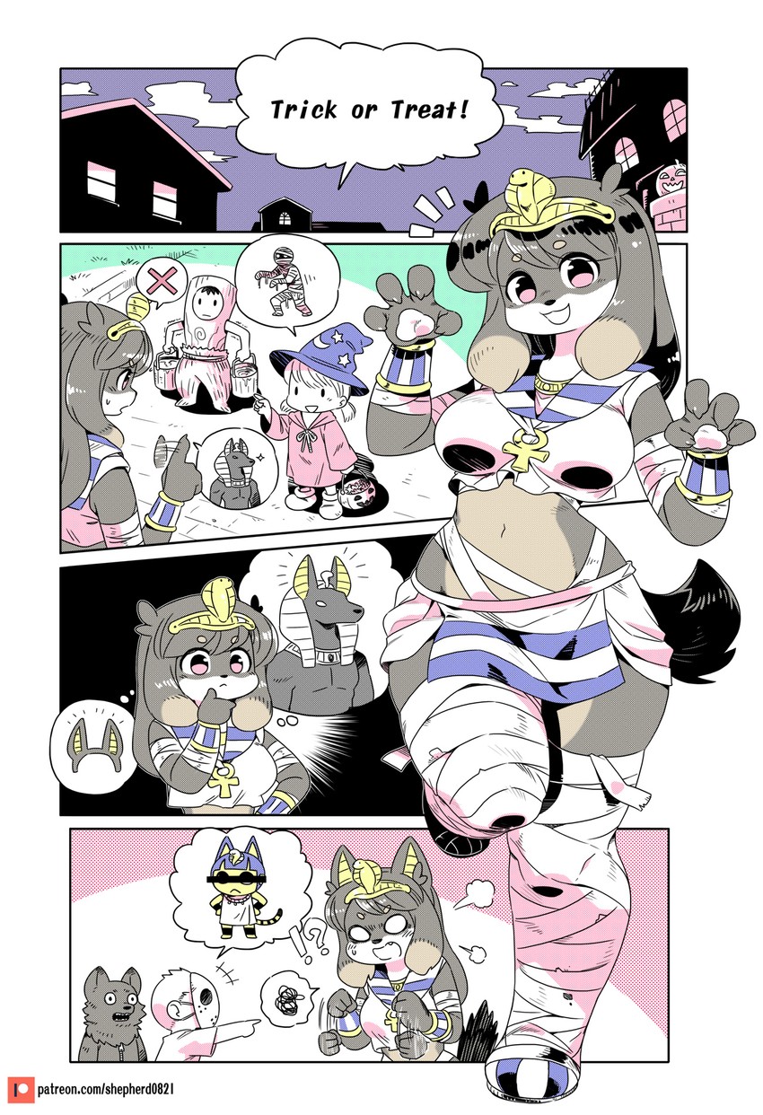 ankha, jason voorhees, anubis, and broom (animal crossing and 5 more) drawn by shepherd0821