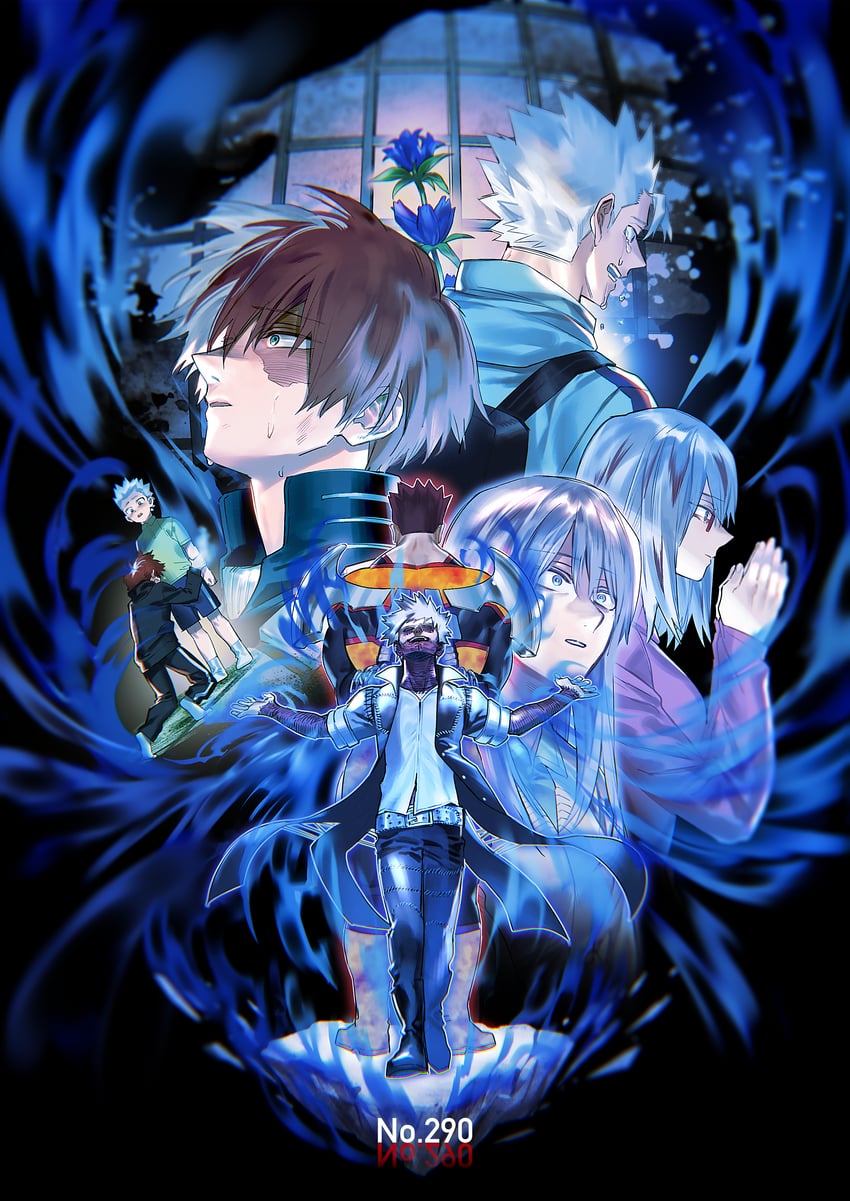 todoroki shoto, endeavor, dabi, todoroki touya, todoroki fuyumi, and 2 more (boku no hero academia) drawn by sennen_suisei