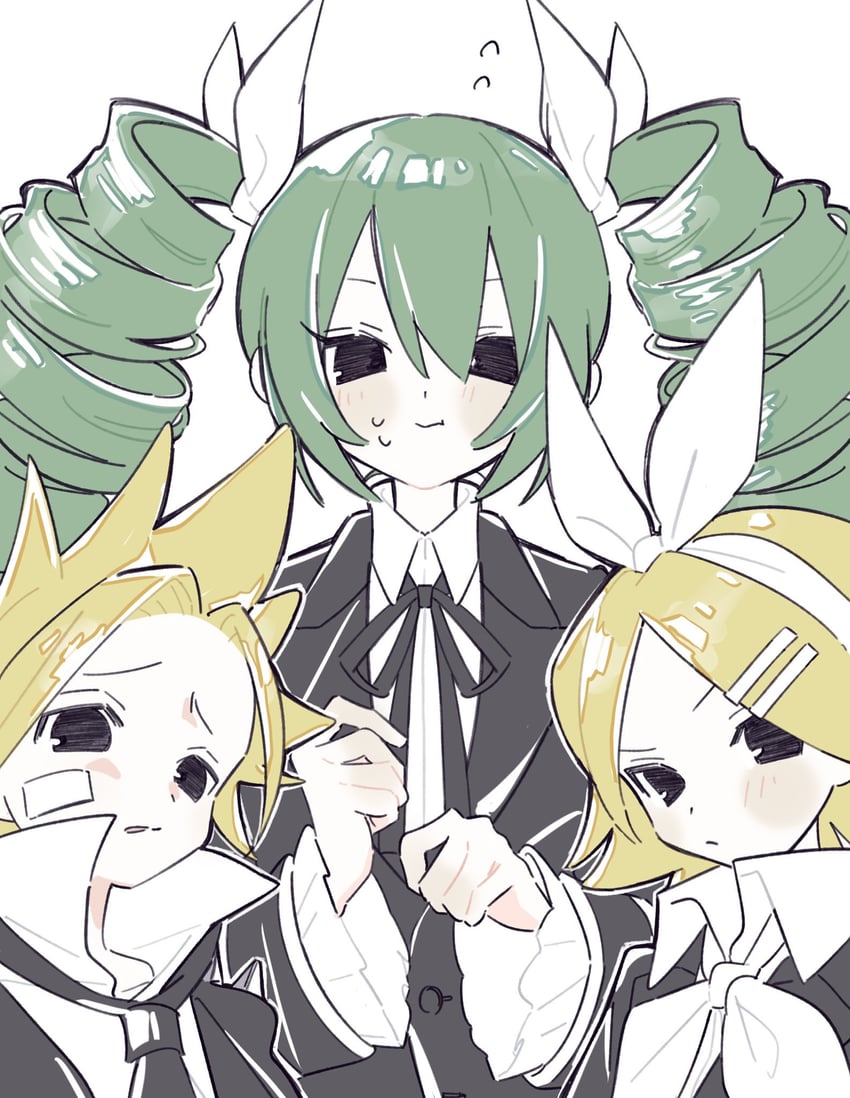 hatsune miku, kagamine rin, and kagamine len (vocaloid and 1 more) drawn by eguwi