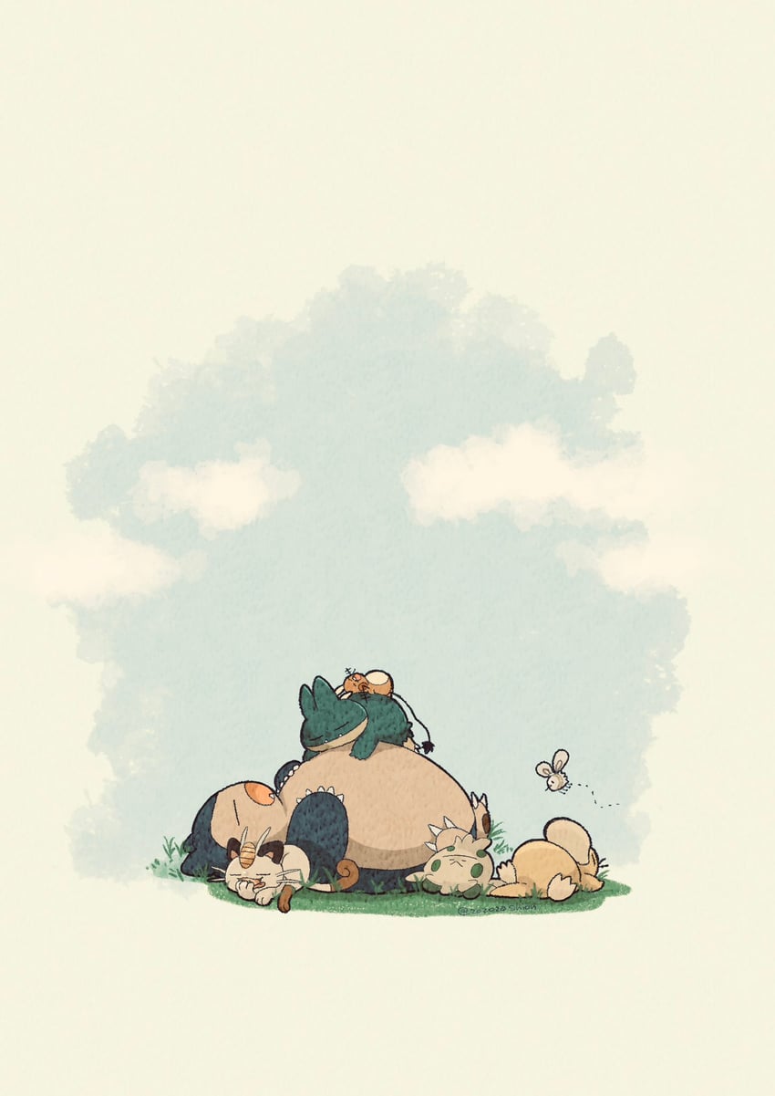 meowth, snorlax, psyduck, dedenne, cutiefly, and 2 more (pokemon) drawn by zozozoshion