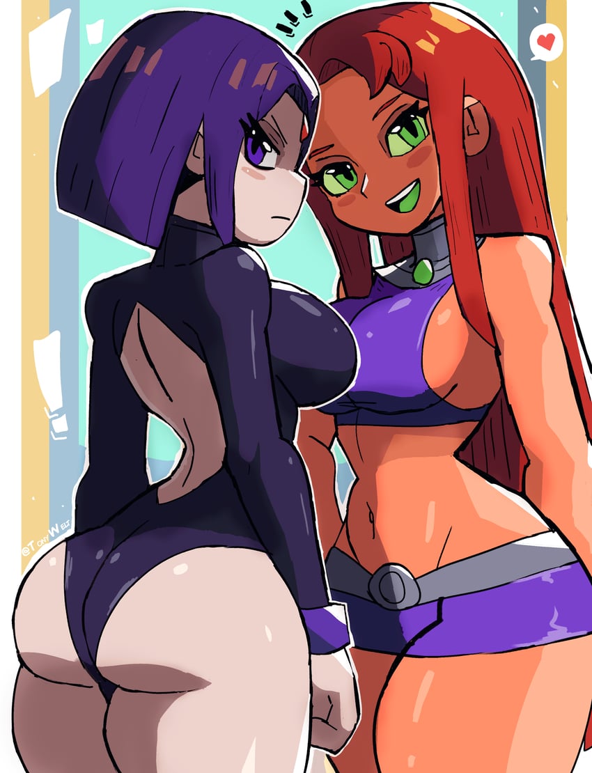 raven and starfire (dc comics and 1 more) drawn by tony_welt