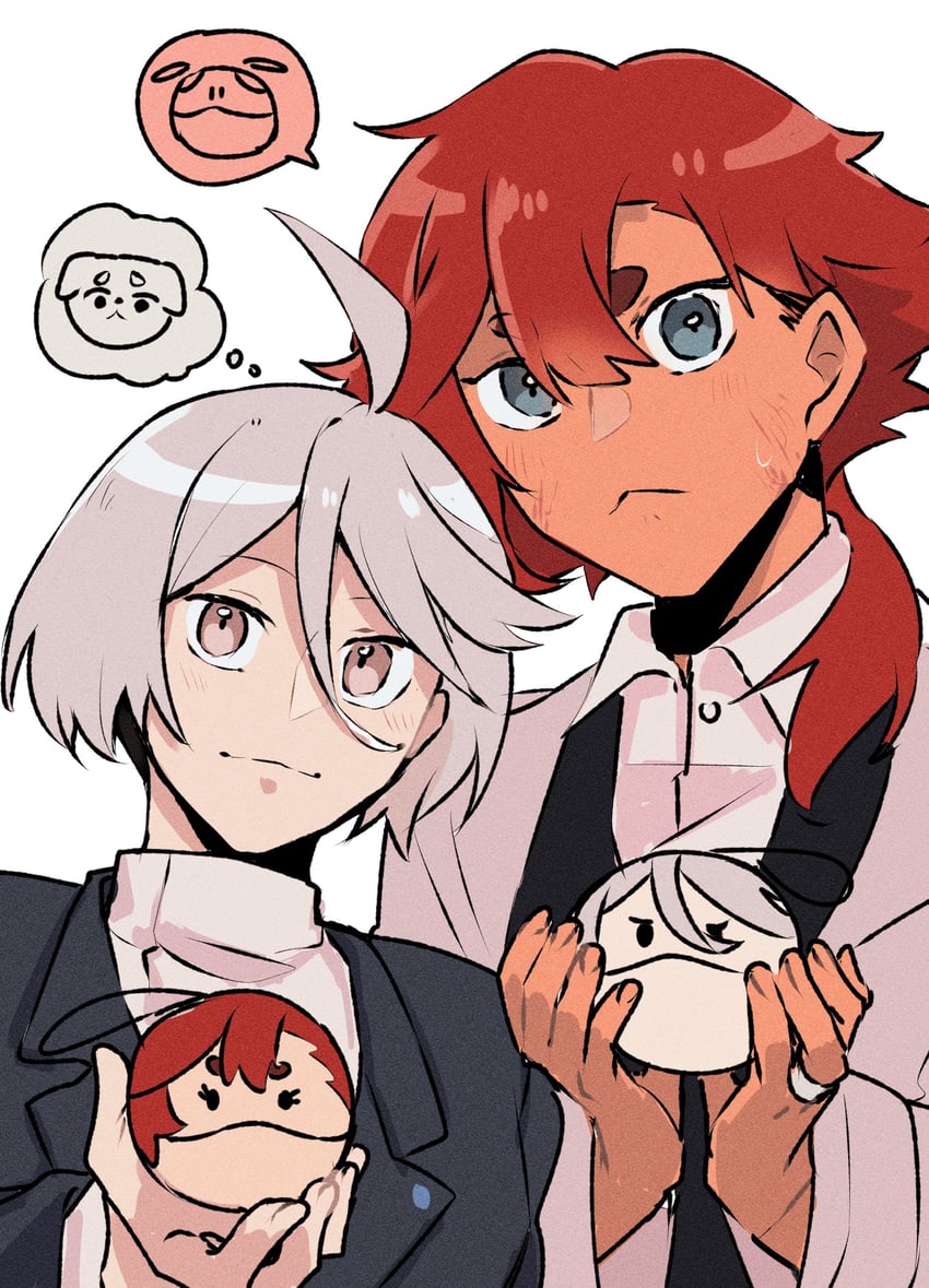 suletta mercury, miorine rembran, and haro (gundam and 1 more) drawn by happycat030