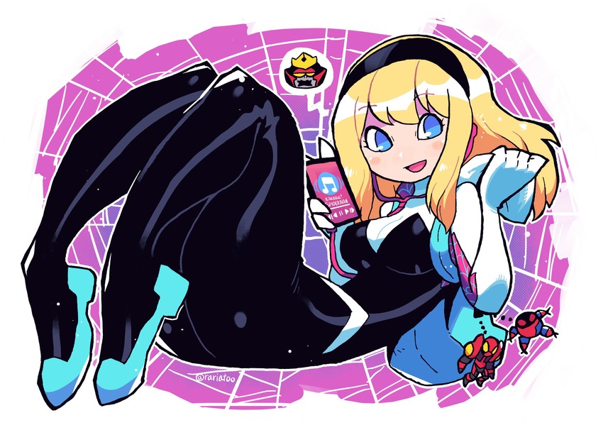 spider-gwen, gwen stacy, sp//dr, and leopardon (marvel and 3 more) drawn by rariatto_(ganguri)