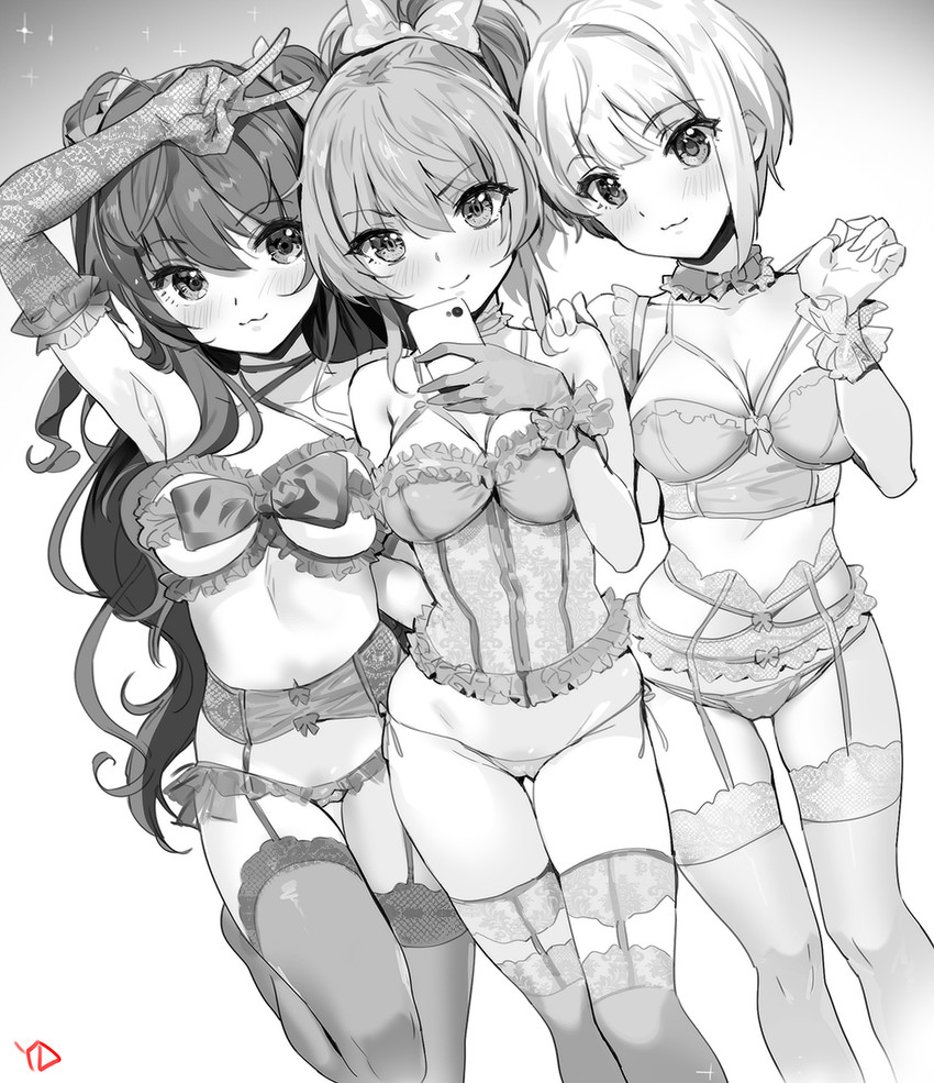 jougasaki mika, ichinose shiki, and miyamoto frederica (idolmaster and 1 more) drawn by yd_(orange_maru)