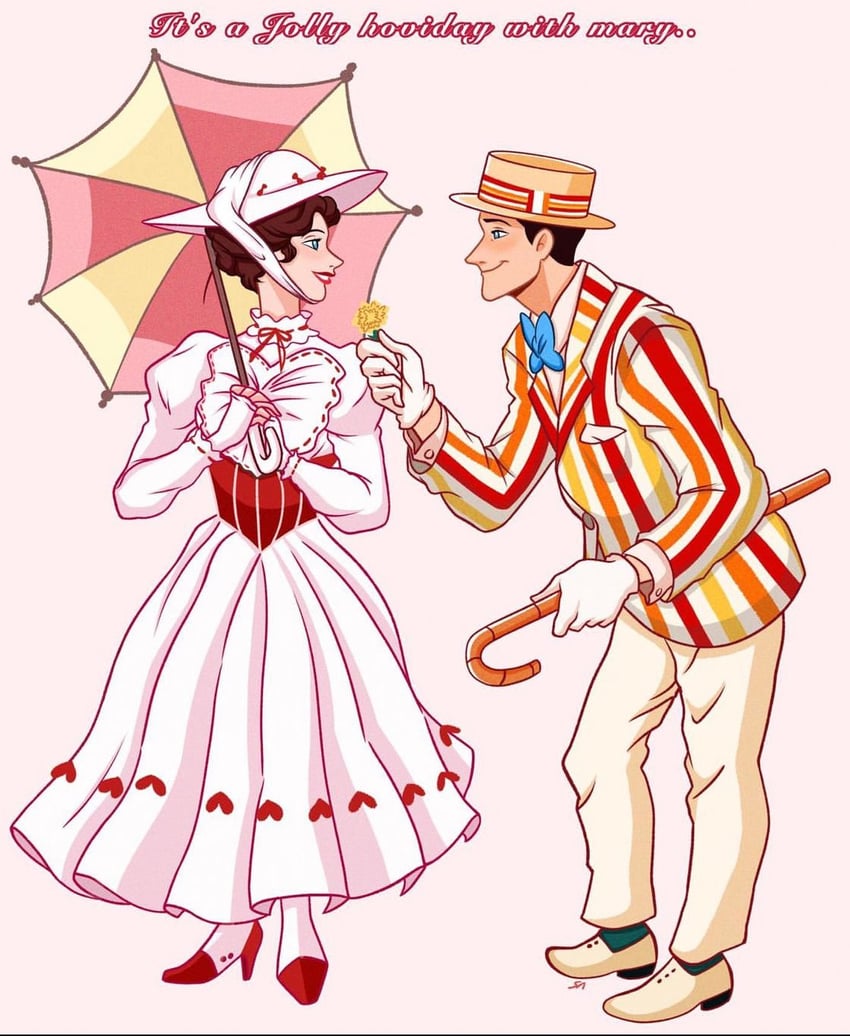 mary poppins and bert (mary poppins) drawn by samumudisneyart