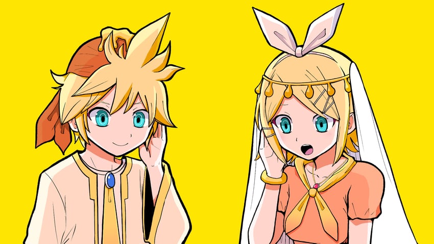 kagamine rin and kagamine len (vocaloid and 1 more) drawn by pinocchio-p