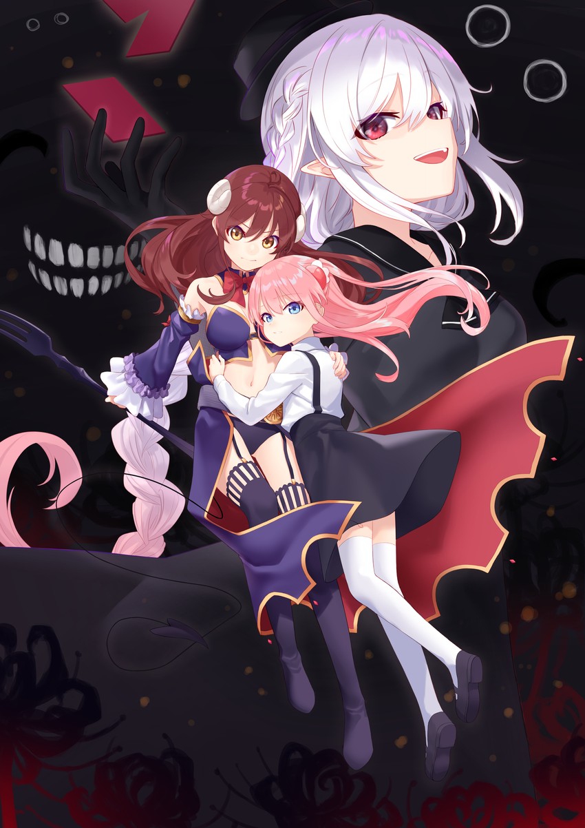 yoshida yuuko, chiyoda momo, and nayuta suika (machikado mazoku) drawn by daifuku_(tkja3555)