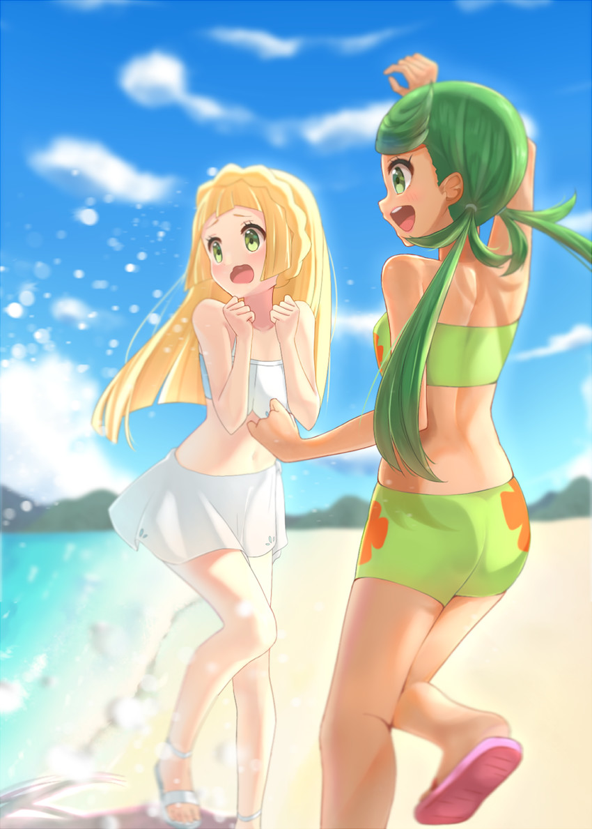 lillie and mallow (pokemon and 1 more) drawn by azaiogi