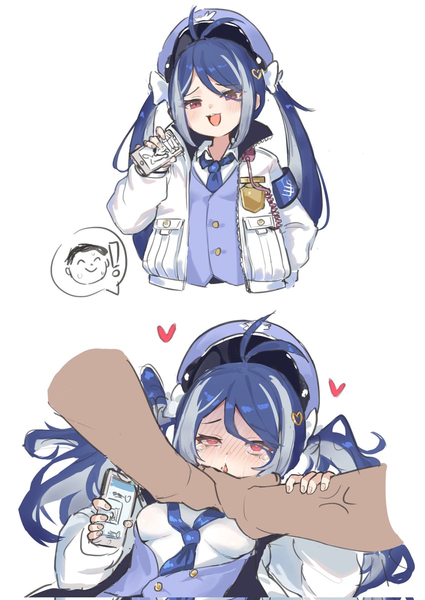 sensei, doodle sensei, and fubuki (blue archive) drawn by karon