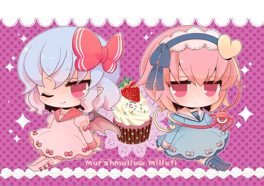 remilia scarlet and komeiji satori (touhou) drawn by meopun_(meopen429)
