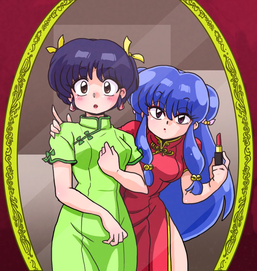 shampoo and tendou akane (ranma 1/2) drawn by wanta_(futoshi)