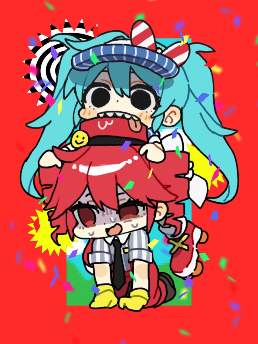 hatsune miku and kasane teto (vocaloid and 2 more) drawn by itomaki_(itoma_11010)