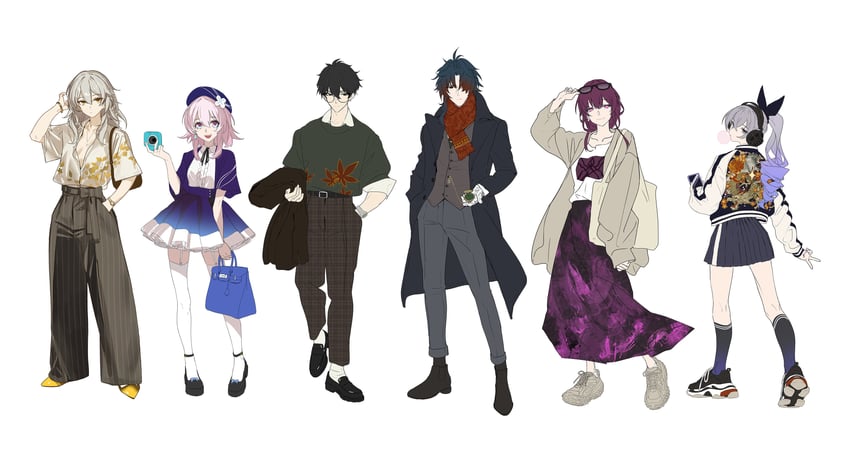 trailblazer, stelle, kafka, march 7th, silver wolf, and 2 more (honkai and 1 more) drawn by daniel_deng