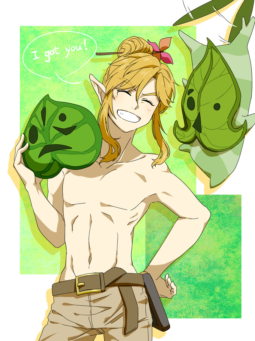 link and korok (the legend of zelda and 1 more) drawn by saiba_(henrietta)