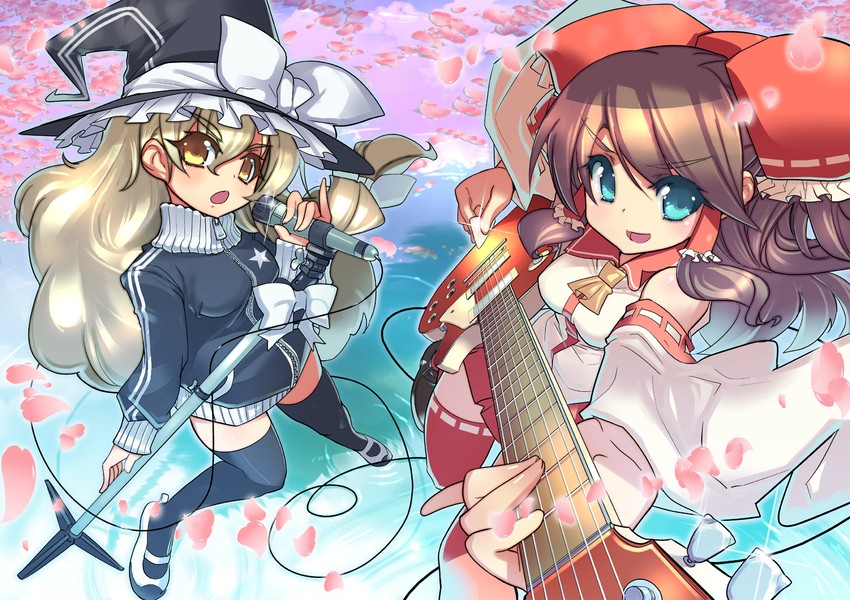 hakurei reimu and kirisame marisa (touhou) drawn by fujishima-sei_ichi-gou