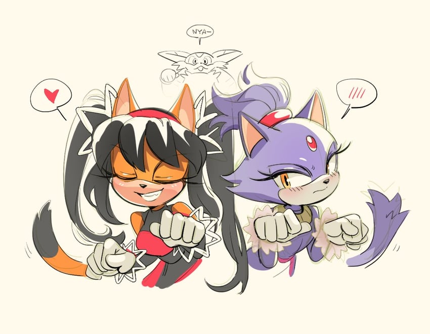 blaze the cat, big the cat, and honey the cat (sonic and 2 more) drawn by miijiu