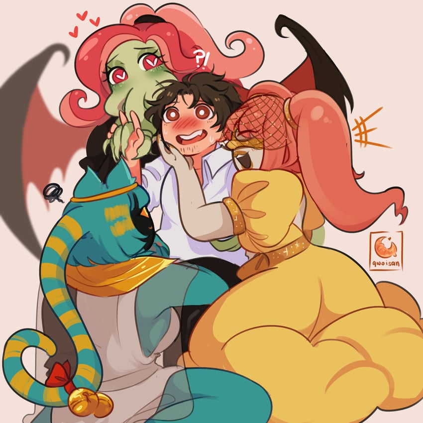 nyanlathotep, ln'eta, estir, and d (cthulhu mythos and 1 more) drawn by qwoisan