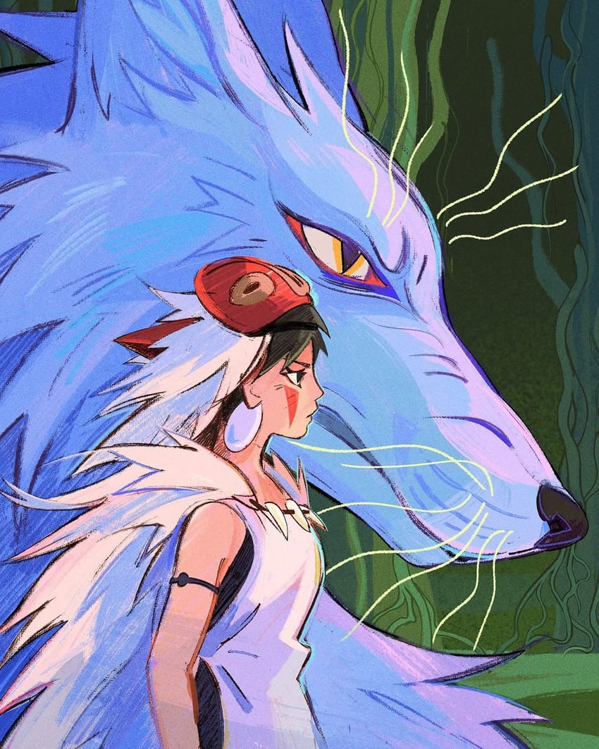 san and moro (mononoke hime) drawn by esther_b_(sublime)