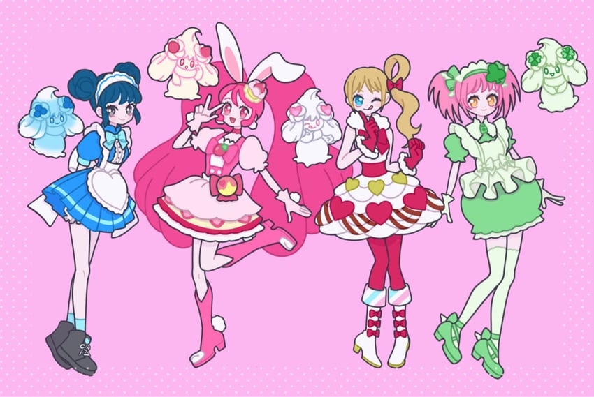 alcremie, usami ichika, cure whip, aizawa mint, fukuhara ann, and 1 more (pokemon and 7 more) drawn by nyaasechan