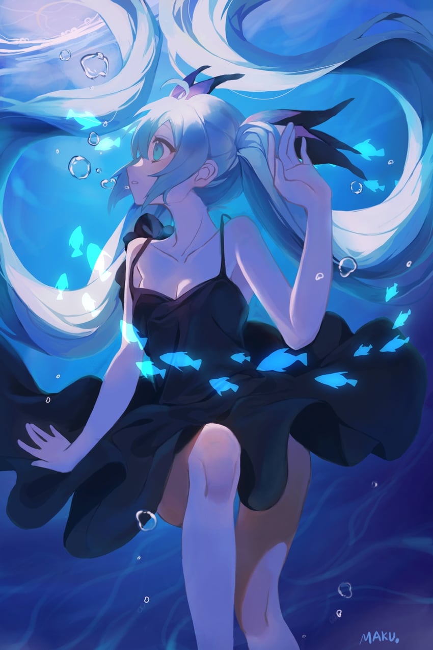 hatsune miku (vocaloid and 1 more) drawn by makucrp