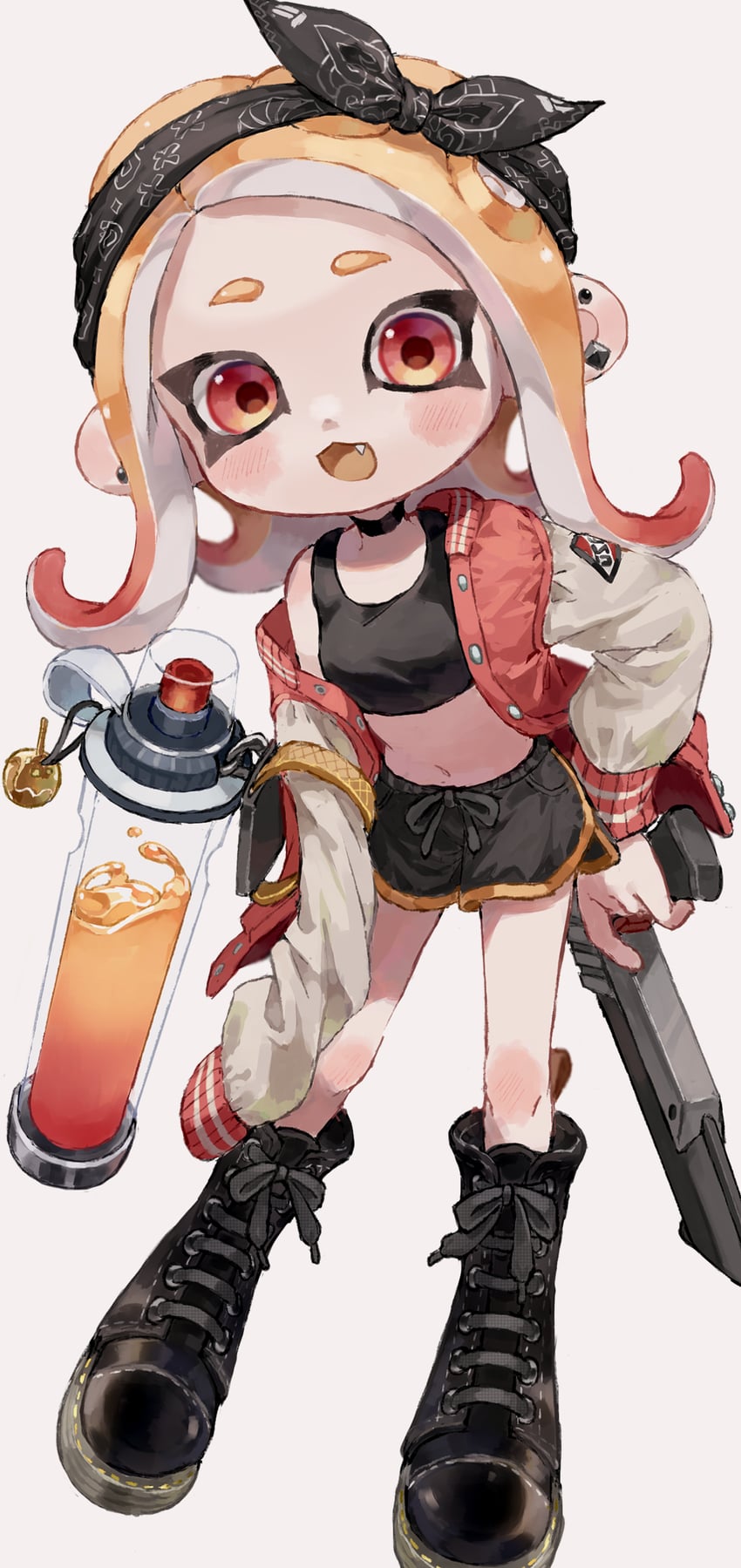 octoling player character and octoling girl (splatoon and 1 more) drawn by myon_rio